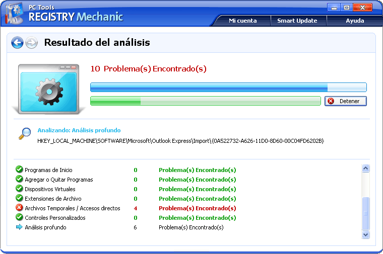 Registry Mechanic analizando el registro. Registry Mechanic analizando el registro.